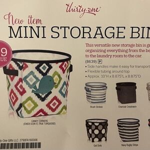 Thirty-One Mini Storage Bin with Colorful Pattern